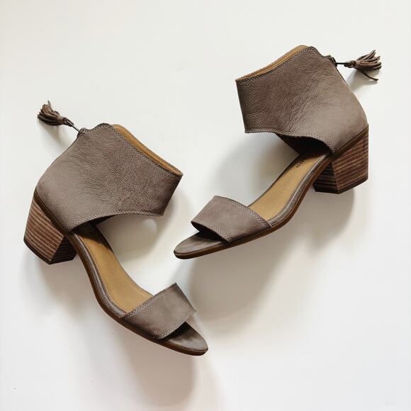 Lucky Brand Taupe Brown Suede Leather Low Block Heel Shoes Size 9 - Picture 2 of 10